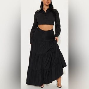 Fashion Nova Marina Tiered Maxi Skirt - Black